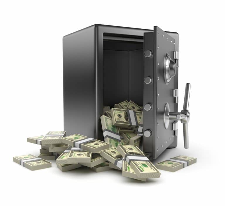 Wealth protection. Money in a safe