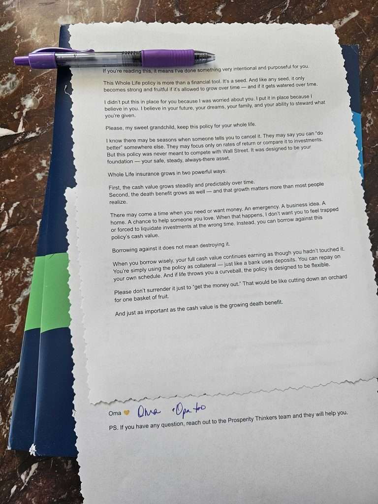 A Letter to My Grandchild: Why I Bought My Grandchild Life Insurance The letter I wrote when I bought life insurance for grandchildren